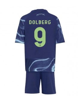 Ajax Kasper Dolberg #9 Replika Borta Kläder Barn 2025-26 Kortärmad (+ byxor)